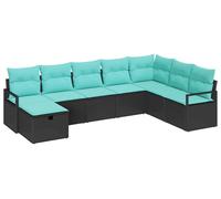 vidaXL Ensemble de canapés avec coussins avec mémoire 8 pcs noir poly rotin