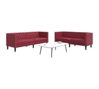 vidaXL Ensemble de canapés Chesterfield 2pcs rouge bordeaux similicuir