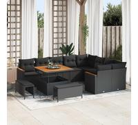 vidaXL Ensemble de canapés de jardin 12 pcs noir poly rotin