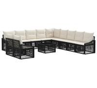 vidaXL Ensemble de canapés de jardin 12 pcs noir poly rotin