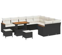 vidaXL Ensemble de canapés de jardin 12 pcs noir poly rotin