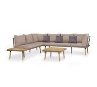 vidaXL Ensemble salon de jardin 4 pièces en bois massif d'acacia brun avec coussins