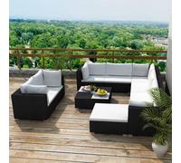 vidaXL Ensemble de canapés de jardin 32 pièces Poly rotin noir