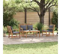 vidaXL Ensemble de canapés de jardin 4 pcs Nature bois massif teck
