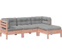 vidaXL Ensemble de canapés de jardin 4 pièces avec coussins en bois massif de douglas