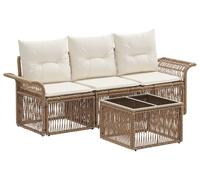 vidaXL Ensemble de canapés de jardin 4 pièces beige en polyrotin
