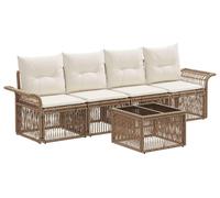 vidaXL Ensemble de canapés de jardin 5 pièces beige en polyrotin
