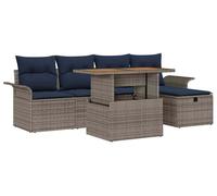 vidaXL Ensemble de canapés de jardin 6 pcs Gris Poly-Rotin