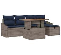 vidaXL Ensemble de canapés de jardin 6 pcs Gris Poly-Rotin
