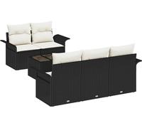 vidaXL Ensemble de canapés de jardin 6 pcs noir et crème 55 x 55 x 37 cm