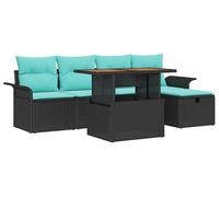 vidaXL Ensemble de canapés de jardin 6 pcs Noir Poly-Rotin