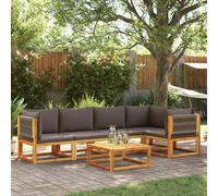 vidaXL Ensemble de canapés de jardin 6 pièces avec coussins en bois d'acacia et corde