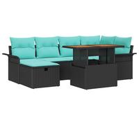 vidaXL Ensemble de canapés de jardin 7 pcs noir poly rotin