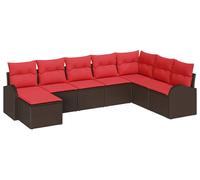 vidaXL Ensemble de canapés de jardin 8 pcs brun poly rotin