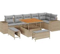 vidaXL Ensemble de canapés de jardin 9 pcs Beige Poly-Rotin