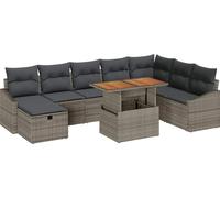 vidaXL Ensemble de canapés de jardin 9 pcs Gris Poly-Rotin
