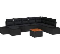 vidaXL Ensemble de canapés de jardin 9 pcs noir