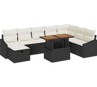 vidaXL Ensemble de canapés de jardin 9 pcs Noir Poly-Rotin