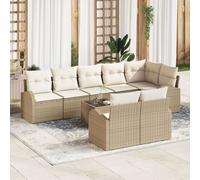 Vidaxl Ensemble De Canapés De Jardin 9 Pièces Avec Coussins Brun Poly Rattan, Vidaxl Canapé De Jardin 2 Places Avec Rangement & Coussins Beige Poly Rattan