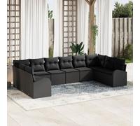 Vidaxl Ensemble De Canapés De Jardin À 10 Pièces Avec Coussins Noir Poly Rattan Noir