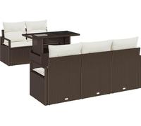 vidaXL Ensemble de canapés de jardin avec coffre de rangement 6 pièces Marron et crème Polyrotin