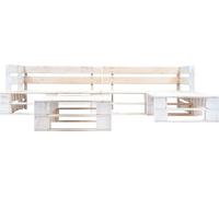 vidaXL Ensemble de canapés de jardin en palettes 4 pièces, bois blanc