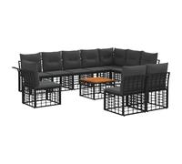 vidaXL Ensemble de canapés d'extérieur 11 pcs Noir et Gris foncé, Canapé d'extérieur modulable, résistant aux intempéries, avec Coussins Ajustables, Entretien Facile, Coin Jardin