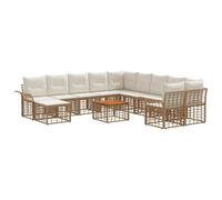 vidaXL Ensemble de canapés d'extérieur 12 pcs Blanc Naturel et Crème, Canapé de Jardin Moderne, résistant aux intempéries, Lounge Confortable, Pieds Ajustables, Design modulable
