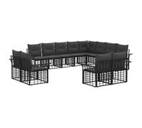 vidaXL Ensemble de canapés d'extérieur 12 pcs Noir et Gris foncé, Ensemble de Meubles de Jardin modulables, canapé sectionnel, résistant aux intempéries, Confortable et réglable
