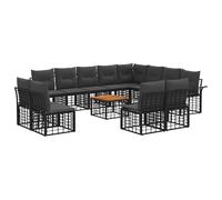 vidaXL Ensemble de canapés d'extérieur 13 pcs Noir et Gris foncé, Canapé d'extérieur Moderne, résistant aux intempéries, modulable, avec Pieds réglables, Meuble de Jardin, Salon de terrasse