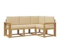 vidaXL Ensemble de canapés d'extérieur 4 pcs Blanc et Beige, Canapé d'extérieur Moderne, Salon d'été, Meubles sectionnels, assises durables pour Le Patio, la terrasse