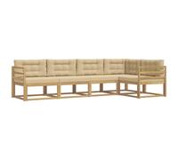 vidaXL Ensemble de canapés d'extérieur 4 pcs Blanc et Beige Polyester, Ensemble mobilier de Jardin Moderne, résistant aux intempéries, canapé d'angle Confortable, Parfait pour la Piscine