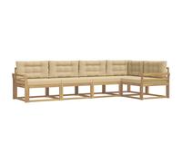 vidaXL Ensemble de canapés d'extérieur 4 pcs Blanc et Beige Polyester, Ensemble mobilier de Jardin Moderne, résistant aux intempéries, canapé d'angle Confortable, Parfait pour la Piscine
