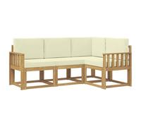 vidaXL Ensemble de canapés d'extérieur 4 pcs Blanc et crème, Canapé d'extérieur Moderne, Salon d'été, Meubles sectionnels, assises durables pour Le Patio, la terrasse