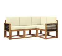 vidaXL Ensemble de canapés d'extérieur 4 pcs Naturel et Crème, Canapé d'extérieur Moderne, Salon d'été, Meubles sectionnels, assises durables pour Le Patio, la terrasse