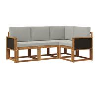 vidaXL Ensemble de canapés d'extérieur 4 pcs Naturel et Gris Clair, Canapé d'extérieur Moderne, Salon d'été, Meubles sectionnels, assises durables pour Le Patio, la terrasse