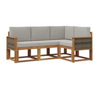 vidaXL Ensemble de canapés d'extérieur 4 pcs Naturel et Gris Clair, Canapé d'extérieur Moderne, Salon d'été, Meubles sectionnels, assises durables pour Le Patio, la terrasse
