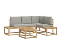 vidaXL Ensemble de canapés d'extérieur 4 Pièce Blanc et Gris Clair, Salon de Jardin, canapé Moderne, Ensemble résistant, Meuble de Patio pour se détendre sur la terrasse