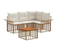 vidaXL Ensemble de canapés d'extérieur 5 pcs Blanc Naturel et Crème, Canapé extérieur Moderne, résistant aux intempéries, modulable, avec Pieds Ajustables, Confort pour Le Jardin
