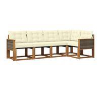 vidaXL Ensemble de canapés d'extérieur 5 pcs Naturel et Crème, Salon de Jardin Moderne, Meubles en Plein air imperméables, chaises Confortables pour se Relaxer à l'extérieur