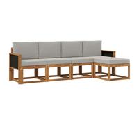 vidaXL Ensemble de canapés d'extérieur 5 pcs Naturel et Gris Clair, Ensemble de canapé de Jardin, Meuble d'extérieur Moderne, Assise Durable pour terrasses, patios, et Jardins