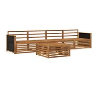 vidaXL Ensemble de canapés d'extérieur 5 pcs Naturel, Mobilier de Jardin, canapés Modernes, Coin détente pour terrasse, Confort et Style au Patio