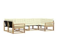 vidaXL Ensemble de canapés d'extérieur 6 pcs Blanc et crème, Canapé de Jardin, Ensemble sectionnel extérieur Moderne, Meubles Robustes pour terrasse, Confort au Salon