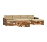 vidaXL Ensemble de canapés d'extérieur 6 pcs Naturel et Beige, Canapé de Patio, Ensemble Moderne, résistant aux intempéries, détente en Plein air, Coin cocooning pour Vos espaces
