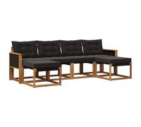 vidaXL Ensemble de canapés d'extérieur 6 pcs Naturel et Noir, Canapé de Jardin, mobilier Moderne, Ensemble Lounge Durable, sièges Confortables pour terrasse