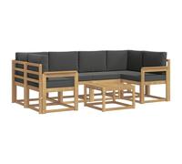 vidaXL Ensemble de canapés d'extérieur 7 pcs Blanc et Anthracite, Canapé de Jardin, mobilier Moderne, Coin détente, sièges Piscine, Arrangement en Bois