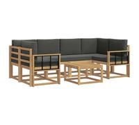 vidaXL Ensemble de canapés d'extérieur 7 pcs Blanc et Anthracite, Canapé de Jardin, mobilier Moderne, Coin détente, sièges Piscine, Arrangement en Bois