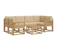 vidaXL Ensemble de canapés d'extérieur 7 pcs Blanc et Beige, Canapé de Jardin, mobilier Moderne, Coin détente, sièges Piscine, Arrangement en Bois