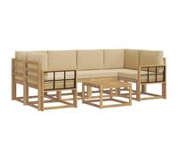vidaXL Ensemble de canapés d'extérieur 7 pcs Blanc et Beige, Canapé de Jardin, mobilier Moderne, Coin détente, sièges Piscine, Arrangement en Bois