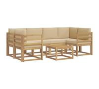 vidaXL Ensemble de canapés d'extérieur 7 pcs Blanc et Beige, Canapé de Jardin, mobilier Moderne, Coin détente, sièges Piscine, Arrangement en Bois